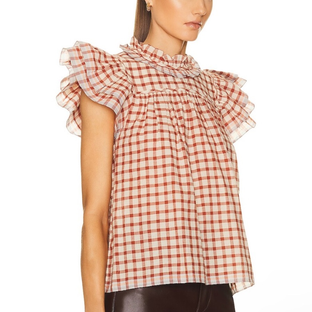 NWT Ulla Johnson Sunrise Plaid Print Arabel Top - Sz 2